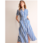 Boden Libby Jersey Midi Shirt Dress - Blue, Ivory Stripe