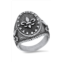 HMY JEWELRY Stainless Steel Oxidized Fleur de Lis Statement Ring