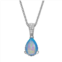 Sophie Miller Lab-Created Blue Opal & Cubic Zirconia Teardrop Pendant Necklace