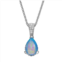 Sophie Miller Lab-Created Blue Opal & Cubic Zirconia Teardrop Pendant Necklace