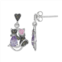 Tori Hill Sterling Silver Cubic Zirconia & Marcasite Cat Drop Earrings