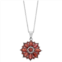 SIRI USA by TJM Sterling Silver Garnet Floral Pendant Necklace