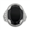 Lavish by TJM Sterling Silver Oval Black Onyx & Marcasite Cocktail Ring