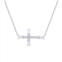 Eco Silver Luxe Sterling Silver Baguette & Round-Cut Cubic Zirconia Sideways Cross Necklace