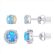 Eco Silver Luxe Sterling Silver Simulated Blue Opal Stud Earring Duo Set