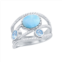 Nautica Rocks Sterling Silver Oval Larimar With Cubic Zirconia Triple Band Ring