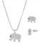 Primavera Silver Plated Cubic Zirconia Elephant Pendant & Earring Set
