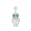 PRIMROSE Sterling Silver Polished Cubic Zirconia & Green Spinel Owl Sliding Charm