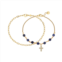 Gratitude & Grace 14k Gold Plated Crystal & Sodalite Cross & Paperclip Chain Bracelets Set