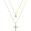 Gratitude & Grace 14k Gold Plated Cubic Zirconia Cross and Bezel Layered Pendant Necklace