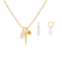 Emberly Simulated Pearl & Crystal Charm Necklace & Drop Earrings Set