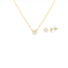 Emberly Gold Tone Cubic Zirconia Halo Necklace & Stud Earrings Set