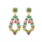 A&M Gold-Tone Emerald and Ruby Accent Earrings