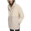 Andrew Marc Sport Womens Mixed Media Sherpa And Quilt Jacket With Adjustable Waist