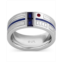 Wonder Fine Jewelry Mens Sapphire (1/4 ct. t.w.) Garnet Accent & Blue Enamel R2D2 Ring in Sterling Silver