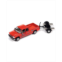 Johnny Lightning 1/64 2002 Chevrolet Silverado Extended Cab Pickup with Tow Dolly Molly Orange Hot Rod Customs