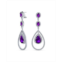 Bling Jewelry Art Deco Style Wedding Simulated Purple Amethyst AAA Cubic Zirconia Double Halo Large Teardrop CZ Statement Dangle Chandelier Earrings For Women Bridal Party Silver Plated