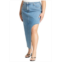 ELOQUII Plus Size High Low Asym Hem Denim Skirt