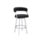 Armen Living Saturn 26 Counter Height Swivel Gray Artificial leather and Brushed Stainless Steel Bar Stool