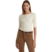 POLO Ralph Lauren Womens Lauren Ralph Lauren Cotton-Blend Boatneck Top