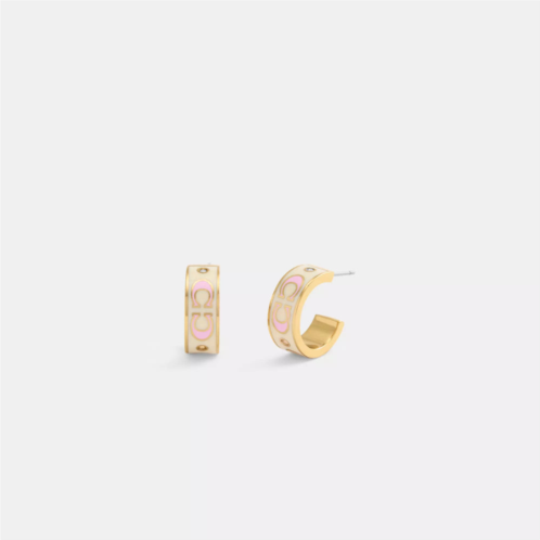 Coach Outlet signature enamel small huggie earrings