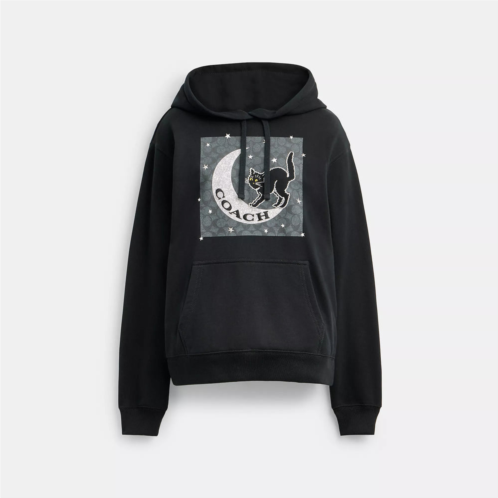 Coach Outlet halloween black cat moon signature square hoodie