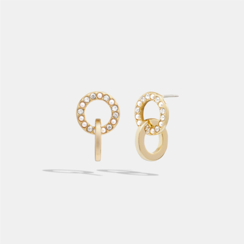 Coach Outlet interlocking open circle pearl huggie earrings