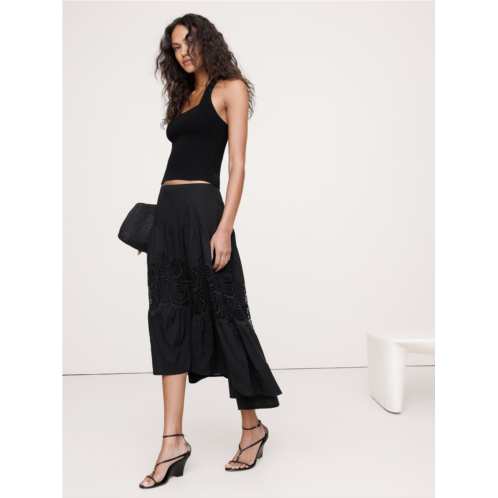 Bananarepublic COTTON & LACE DROP-WAIST TIERED SKIRT