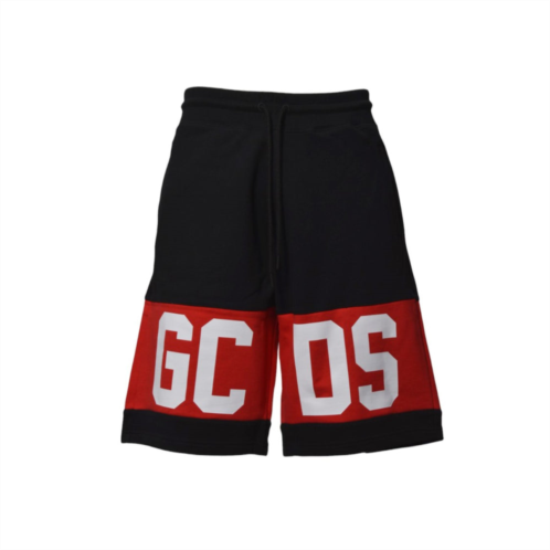 Gcds black cotton band logo bermuda shorts
