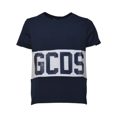 Gcds dark blue cotton band logo t-shirt