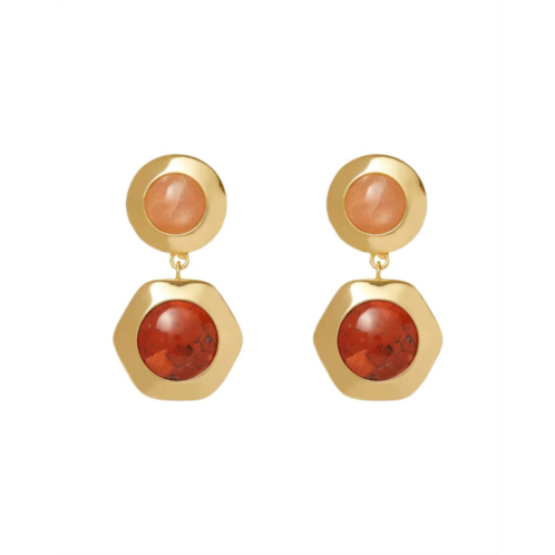 Trina Turk plated geo bezel jewel clip on earrings