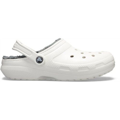 Crocs Adults Classic Fuzz-Lined Clogs White/Grey