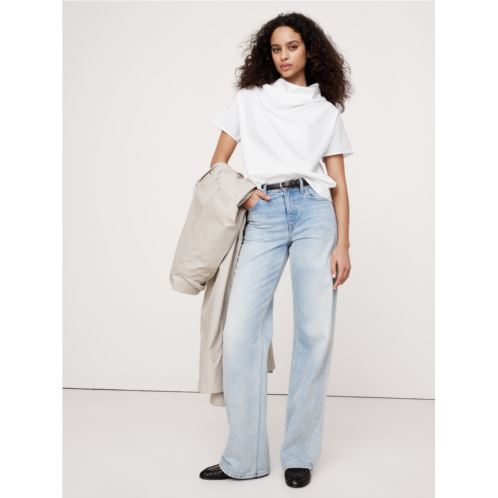 Bananarepublic Oversized Cotton Poplin Funnel-Neck Top