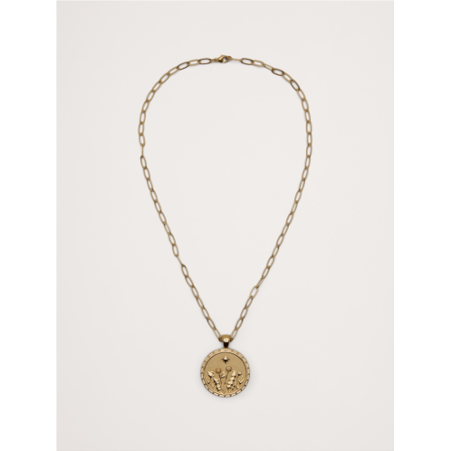 Bananarepublic Wanderlust Wildflower Pendant Coin with Chain by Jane Win