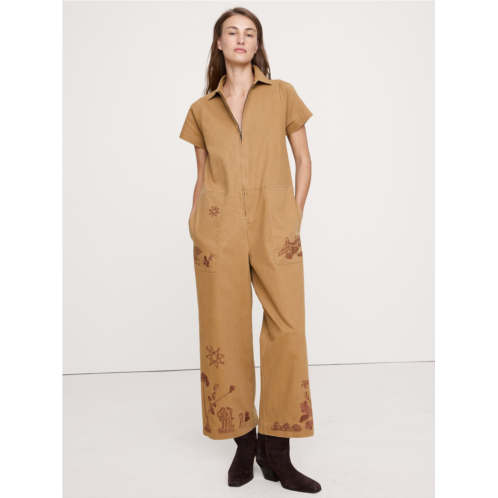 Bananarepublic RELAXED EMBROIDERED COTTON CANVAS JUMPSUIT