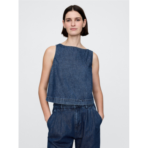 Gap UltraSoft Denim Crop Shell Tank Top
