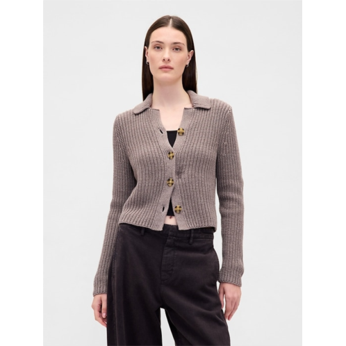 Gap 100% Cotton Collared Crop Cardigan Sweater