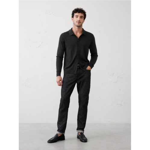 bananarepublic MERINO WOOL BUTTON-THROUGH POLO SWEATER