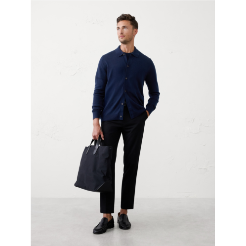 bananarepublic MERINO WOOL BUTTON-THROUGH POLO SWEATER