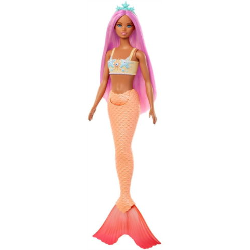 Barbie Mermaid Doll with Pink Fantasy Hair & Headband Accessory Toy with Starfish-Inspired Bodice & Soft Orange Tail
