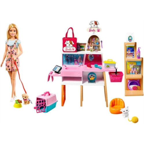Barbie Doll & Playset Pet Boutique with 4 Pets Color-Change Grooming Feature & 20 Themed Accessories