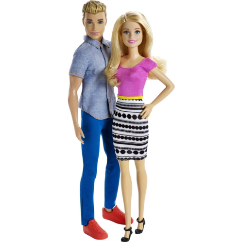 Barbie & Ken Doll Set 2-Pack of Fashion Dolls Featuring Removable Clothes Including Denim Button Down & Pink Blouse (Amazon Exclusive)