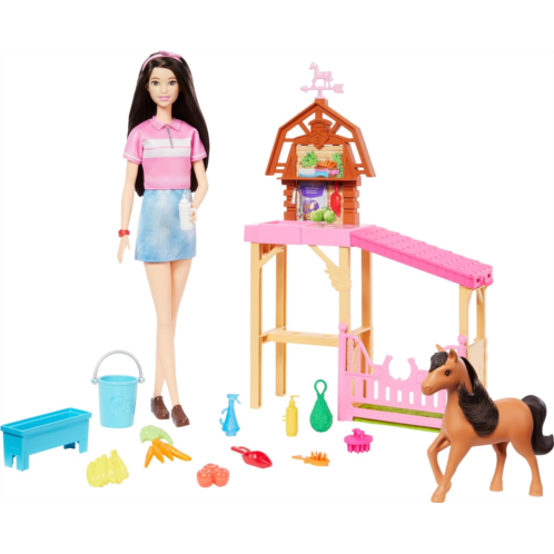 Barbie Toy Stable Playset with Fashion Doll Small Pony & 10 Accessories Inspired Mysteries: The Great Horse Chase