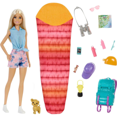 Barbie Doll & Accessories It Takes Two Malibu Camping Playset with Doll Pet Puppy & 10 Accessories Including Sleeping Bag