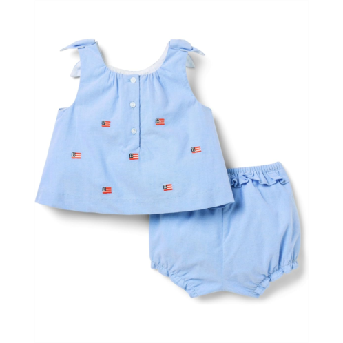 Janie and Jack Flag Embroidered Set (Infant)
