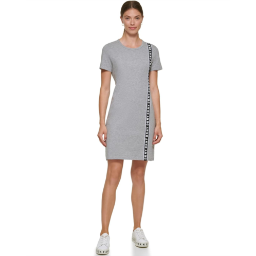 DKNY Short Sleeve Vertical Logo Tape Tee Dress