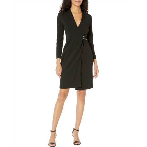 DKNY Long Sleeve V-Neck Dress with Hardware
