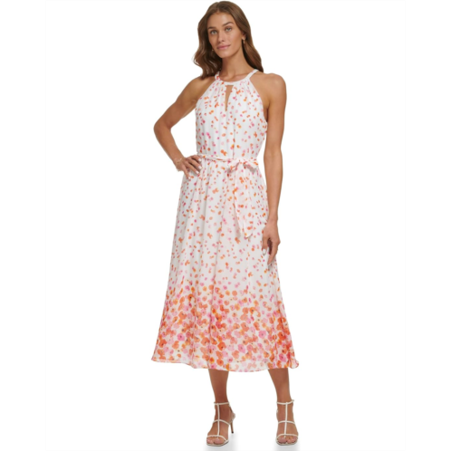 DKNY Sleeveless Halter Dress with Keyhole