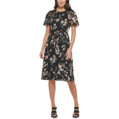 DKNY Chiffon Godet Sleeve and Skirt