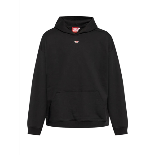 Diesel relaxed fit black hoodie with embroidered logo